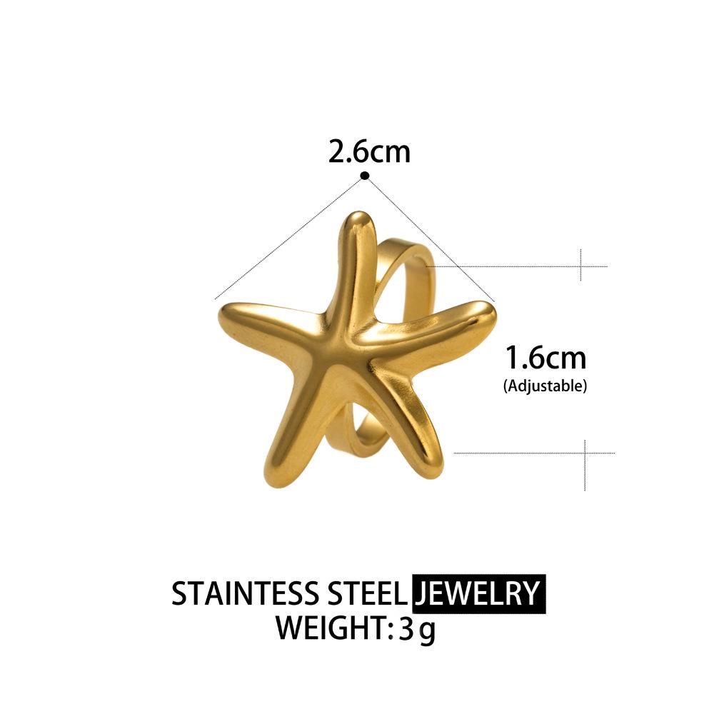 Elegant Starfish Open Ring: Stainless Steel, Non-Fading, Women's Resort Style Jewelry