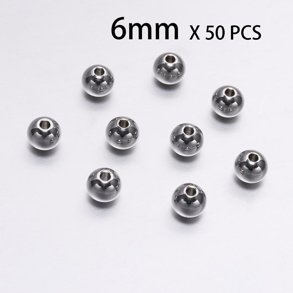 3/4/5/6/7/8MM Distanční korálek z nerezové oceli Kovové kulaté volné vymezovací korálky Pro výrobu šperků Náramek Nálezy pro kutily