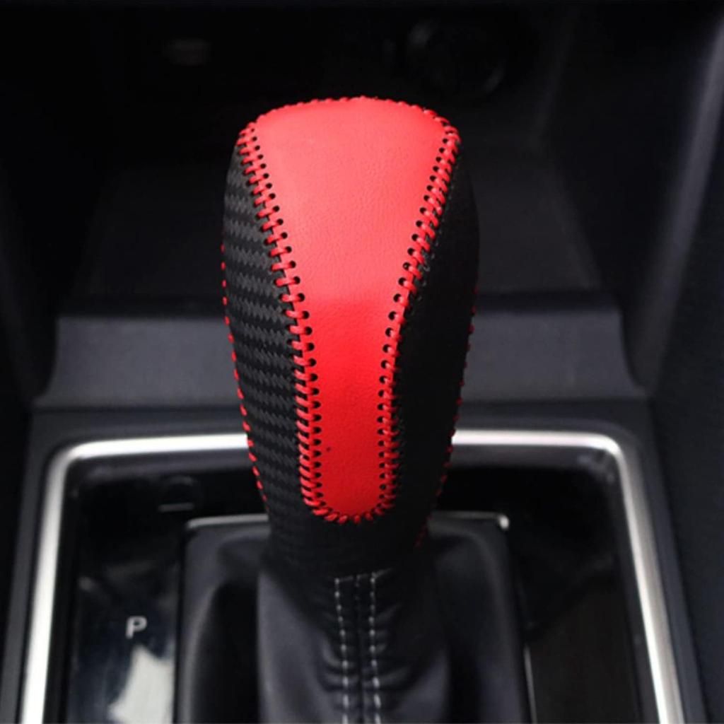 Genuine Leather Car Shift Knobs Cover for Subaru Crosstrek XV Forester 2018-2023/Impreza 2017-2023 Interior Accessories Protective Cover(Carbon Fibre
