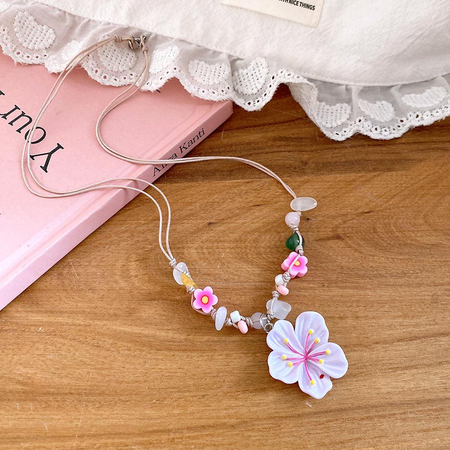 Flower Beaded Necklace Sweet Stylish Clavicle Chain Jewelry