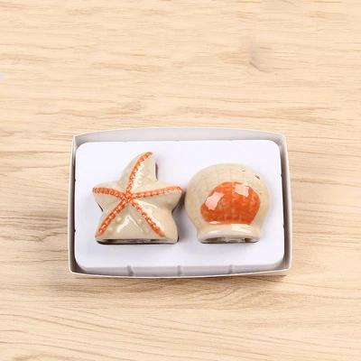

European Cartoon Starfish Ceramic Creative Seasoning Jar Household Kitchen Supplies Salt and Pepper Shaker Pair Gift Box