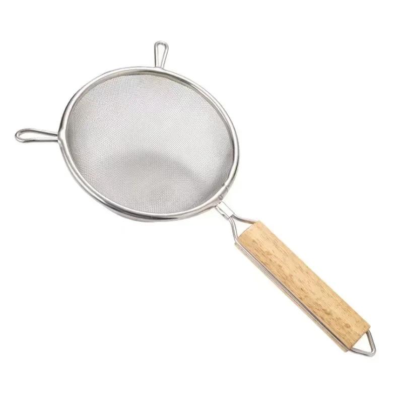 30 Eyes Stainless Steel Handheld Kitchen Sieve Oil Filter Spoon Flour Sieve Double Ear Net Oil Leak Spoon for Home Use