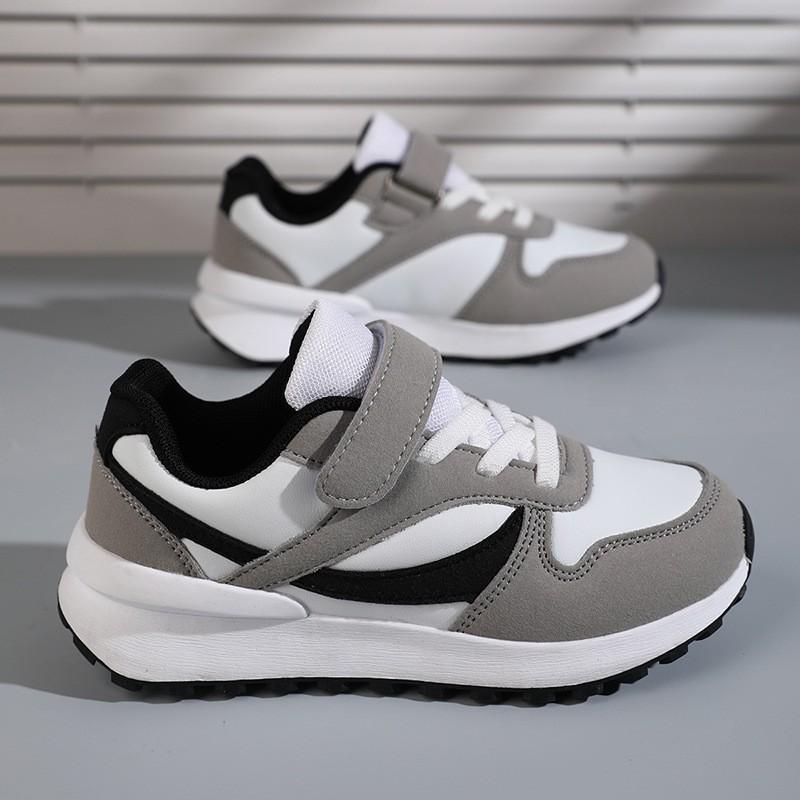 Kids Casual Sneakers Boys Girls Lightweight Breathable Synthetic Leather Velcro Daily Wear