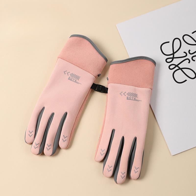 Autumn and Winter Cold-proof and Warm Velvet Gloves Outdoor Cycling Electric Bike Windproof Plus Velvet Women's Touch Screen Anti Slip Gloves