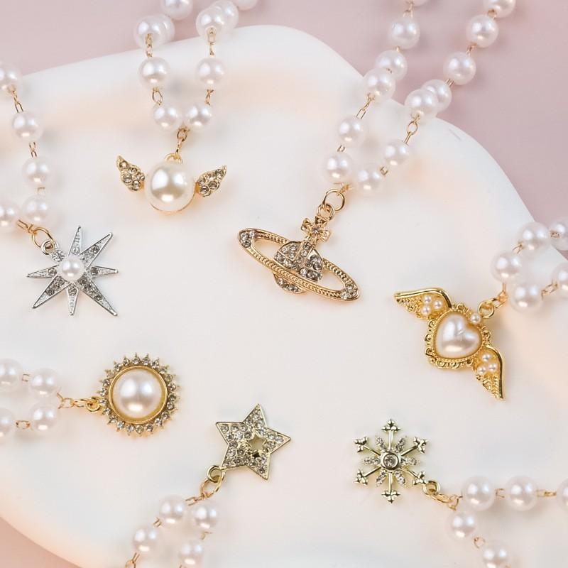 Pet Collar Cats Dogs Bell Pearl Necklace Star Snowflake Rhinestone Charm Small Medium Large Pets