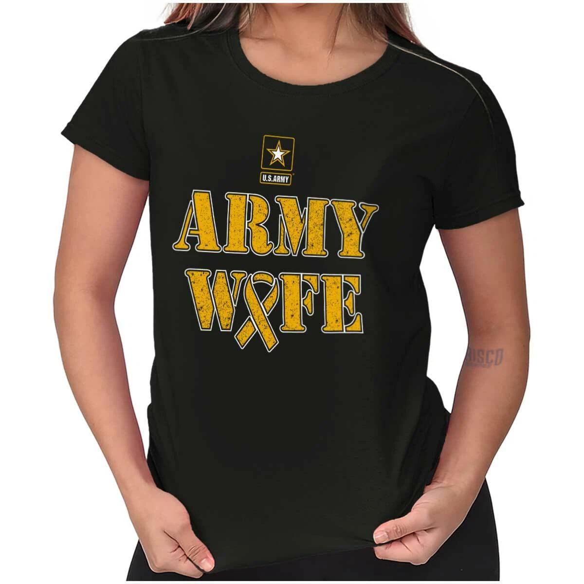 US Army Wife Ribbon Military Logo Womens Top Junior Graphic Tee M