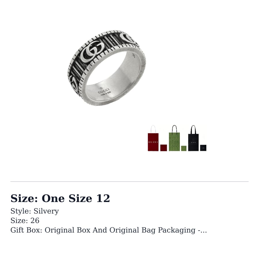 GUCCI GG Marmont 925 Sterling Silver Rings Unisex 551899-J8400-0811-
