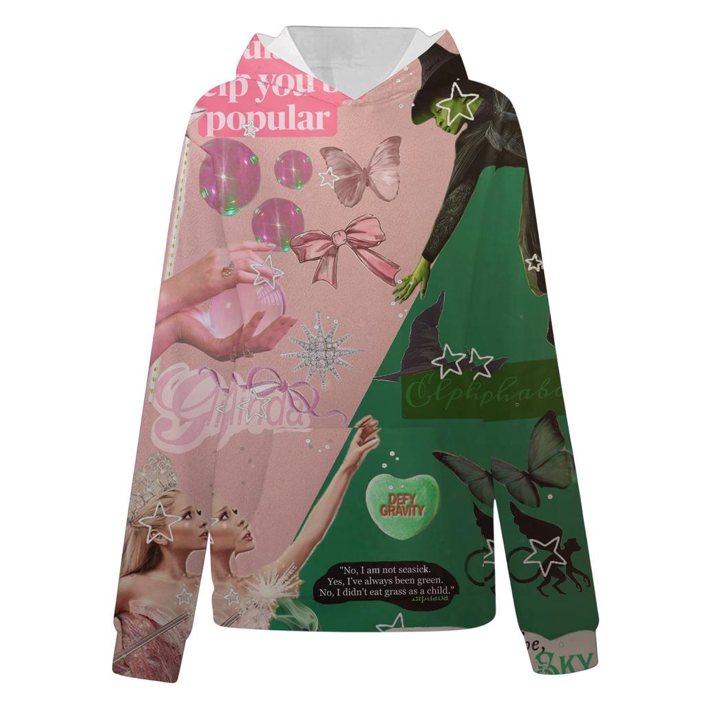 Women's Casual Fashion Witch Print Long-Sleeve Hooded Sweatshirt With Pockets