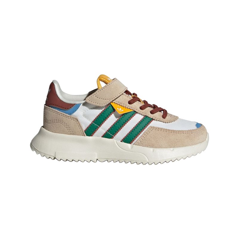 Adidas Originals Retropy F2 CF EL Trendy Sports Non-Slip Wear-Resistant Low-Top Casual Shoes Kids sneaker White Green Light-Brown JR7989