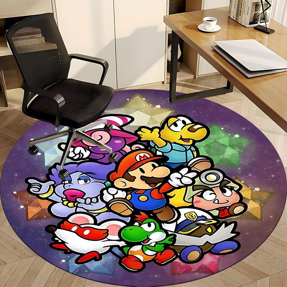 1pc Mario Party Office Round Area Rug, Under Office Chairs Bedroom Living Room Home Decor, Room Decoa1016217