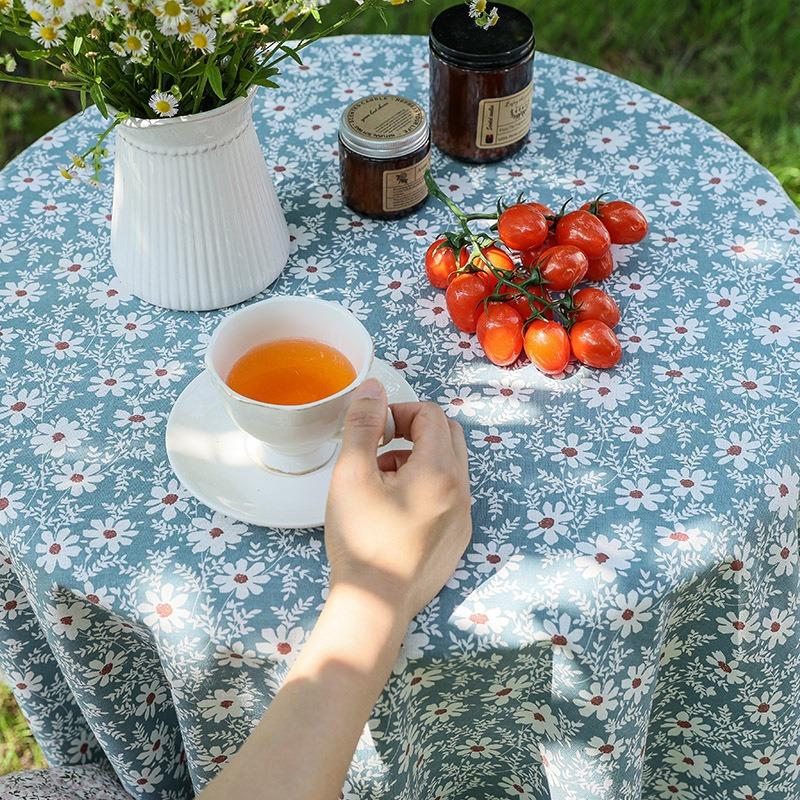 Rectangle Tablecloth Tassel Picnic Table Cover Cloth Daisy Home Decorative Table Protector Dustproof Coffee Tablecloth