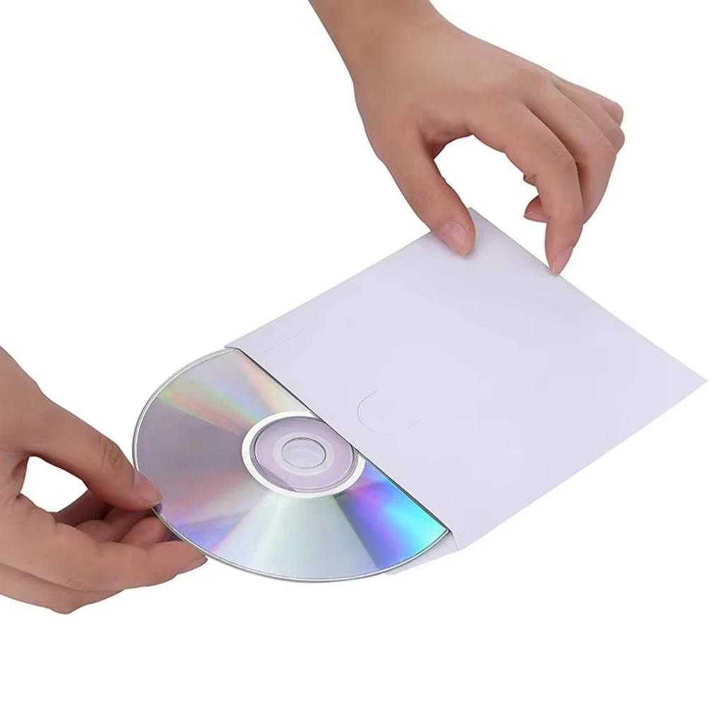 100Pcs 8cm VCD VCD Sleeves with Clear Window Reusable Dustproof Envelopes Protector for Music Movie Collection
