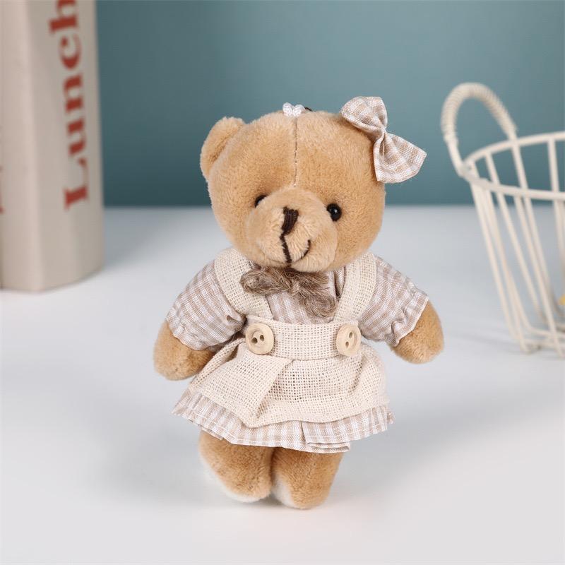 

11cm Little Bear Plush Stuffed Toys Cute Wear Clothes Couple Cartoon Bear Keychain Doll Backpack Car Bag Wedding Decor Kid Gift 11cm