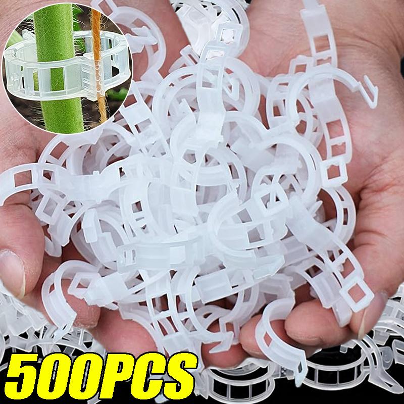 500/50PCS Plant Support Clips Reusable Plastic Connects Vine Fixing Clip Tomato Grape Vegetable Plants Holder Buckle Garden Tool
