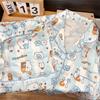 Soft Cute Princess Style Self-deprecating Bear Pajamas Women's Summer Short-sleeved Shorts Cardigan Suit Girls Can Wear Loungewear