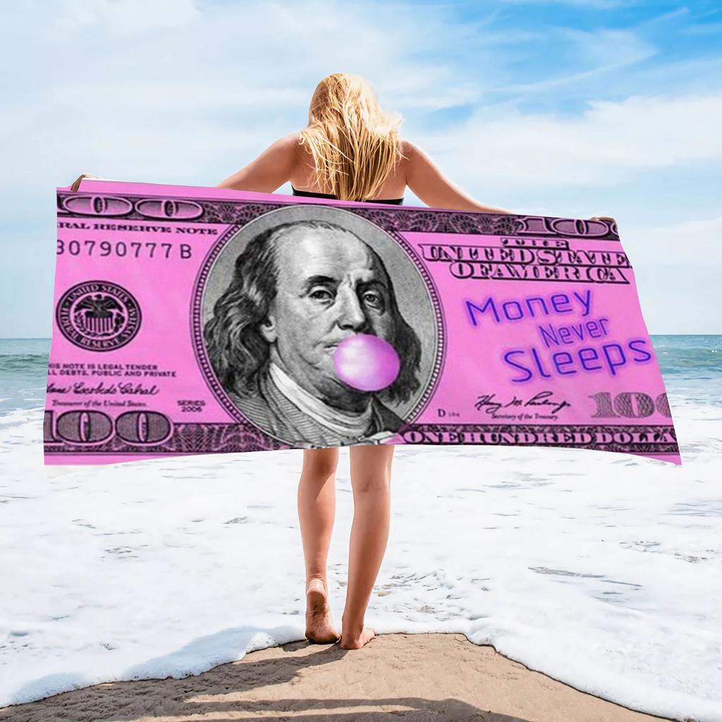 Vintage Dollar Print Beach Towel Beach Quick Drying Bath Towel Microfiber Beach Towel Seaside