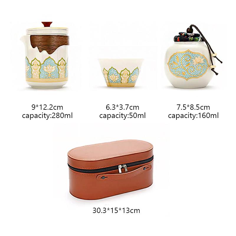 Portable Ceramic Kung Fu Tea Set 1 Teapot 4 Cups for Creative Office & Travel Design Outdoor Camping Elegant Business Gift Set