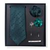 Tie Men'S Trend Net Color Striped Cashew Nut Tie 6-Piece Gift Box Square Scarf Tie Clip Corsage Set