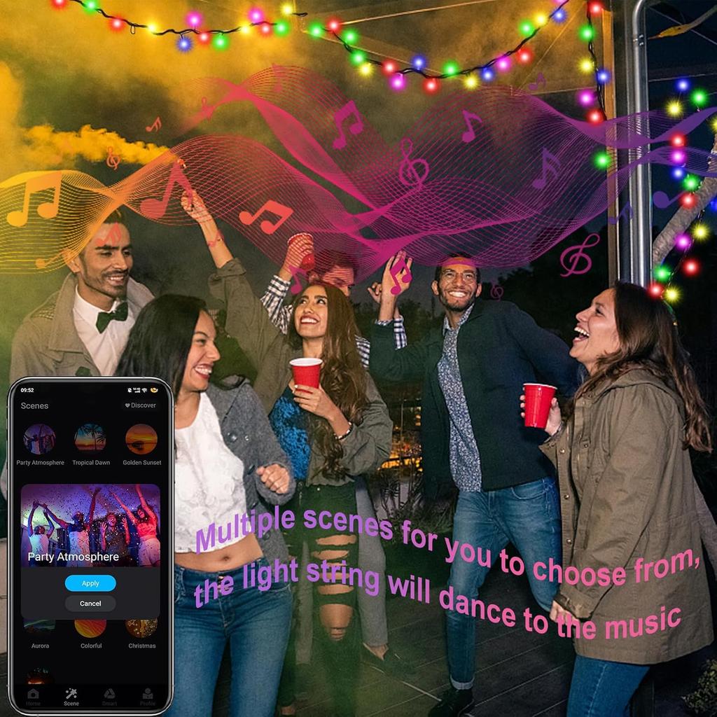 Smart Color Changing Christmas Lights, 75FT 200 LED Color Changing String Lights with Remote & APP Control, 16 Million Color Changing Twinkling