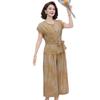 Mom's Youthful Summer Two-Piece Suit: Elegant, Slimming Fashion for Middle-Aged & Elderly