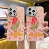 For Iphone 15 Pro Max 14 Plus Sparkling Pink Silver Lens Circle Fashion Flower Phone Case For Iphone 15 14 13 12 Pro Max 11 Soft Silicone Back Cover