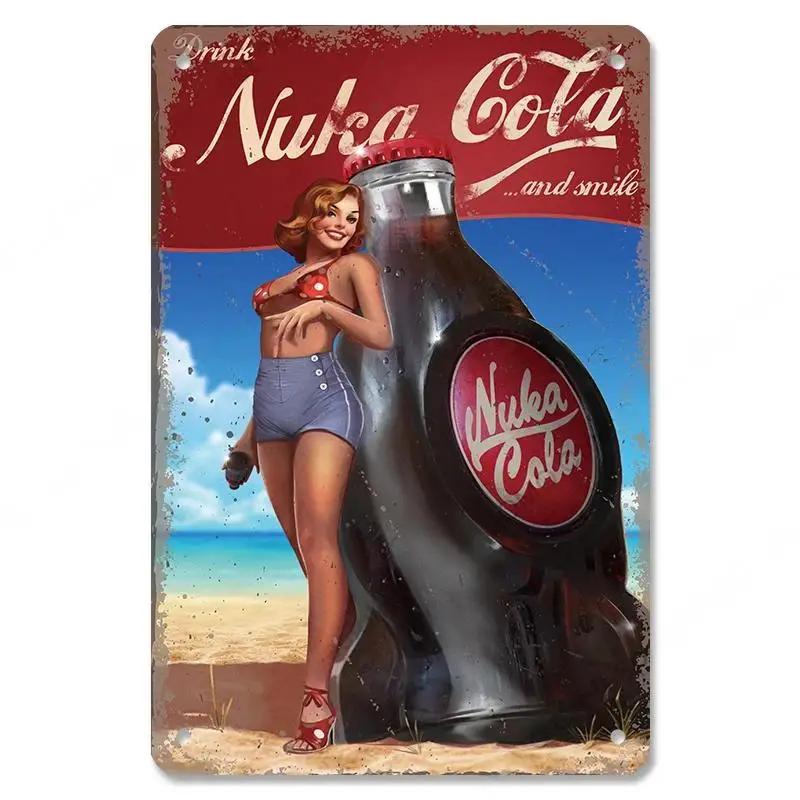 Σέξι κορίτσι καρφίτσα για κορίτσια Πλακέτα Vintage μεταλλικές πινακίδες από κασσίτερο Cola Beer Μεταλλική αφίσα αεροπλάνου ρετρό για μπαρ παμπ Club Αρχική διακόσμηση τοίχου