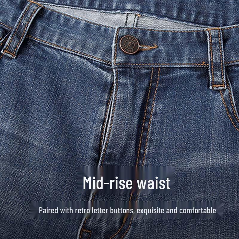 TRIES Men's Washed Whiskered Straight Leg Denim Jeans