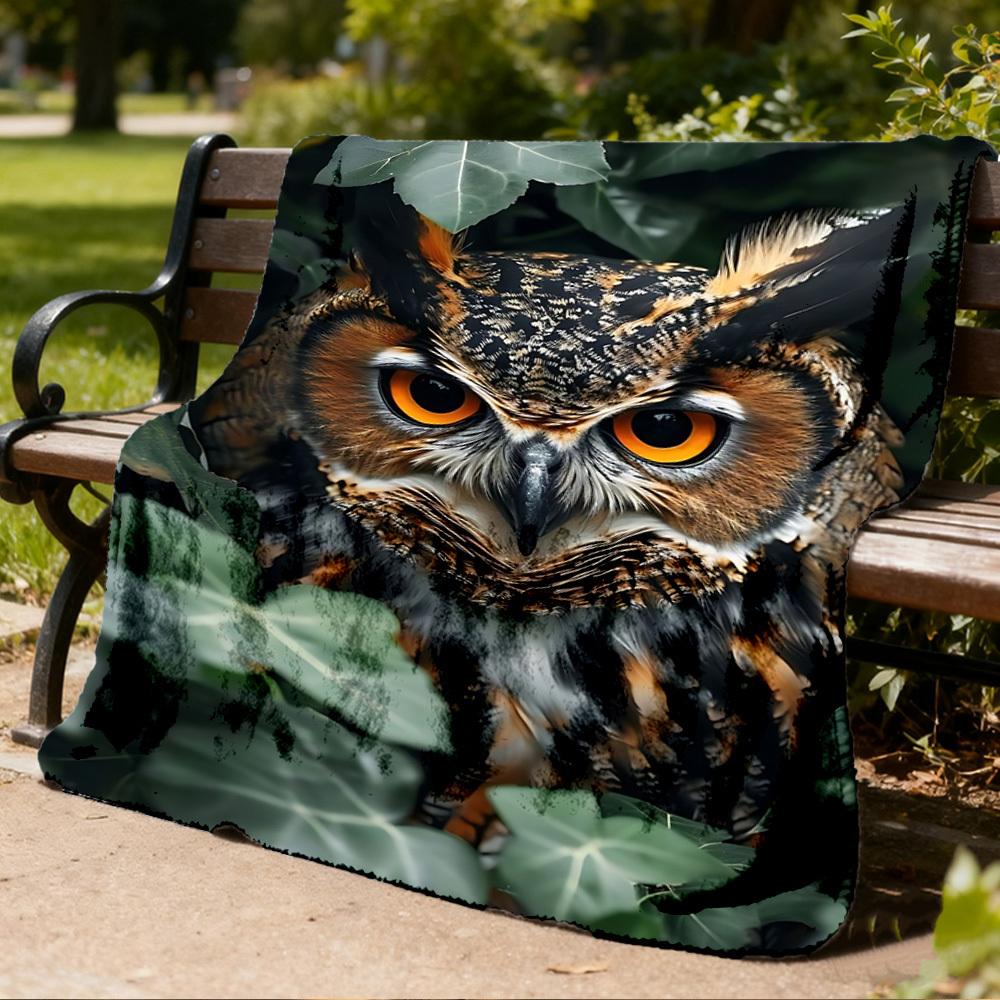 1pc Owl Print Throw Blanket Polyester Fiber, Lightweight Flannel, Soft & Warm, All Season Use for Outdoor, Camping