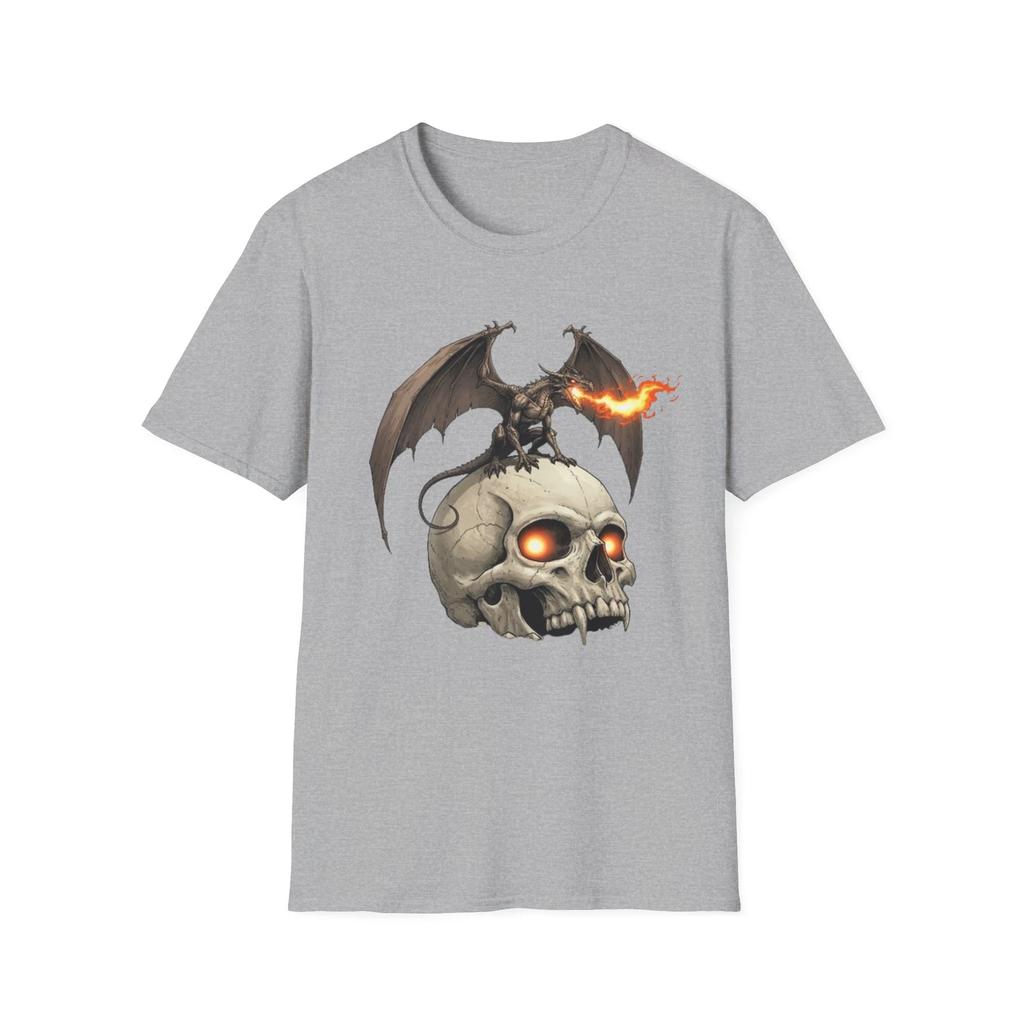Skull and Dragon T Shirt, Gothic Tee, Men and Women Graphic Top, Alternative