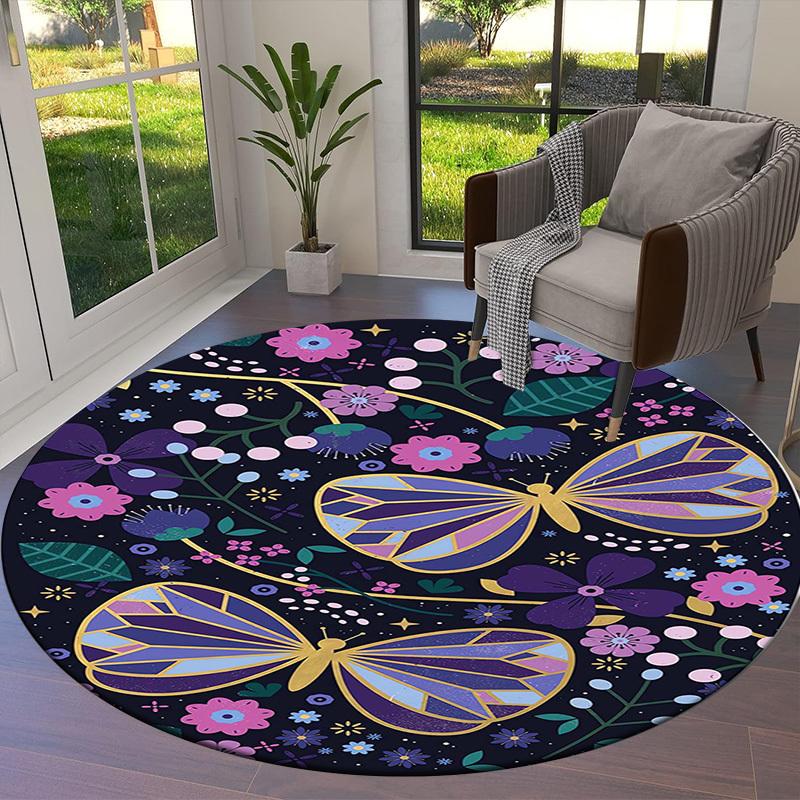 1pc Office Carpet Chair Mats Butterfly Garden Circular Artwork Perfect for Decorating Office Chairs, Living Rooms, Or Bedrooms
