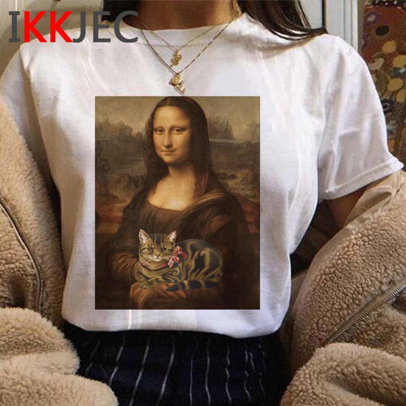 Vintage Aesthetic Mona Lisa Tshirt For Unisex Funny Cartoon Design Harajuku Graphic Fashion Ladies Streetwear Top