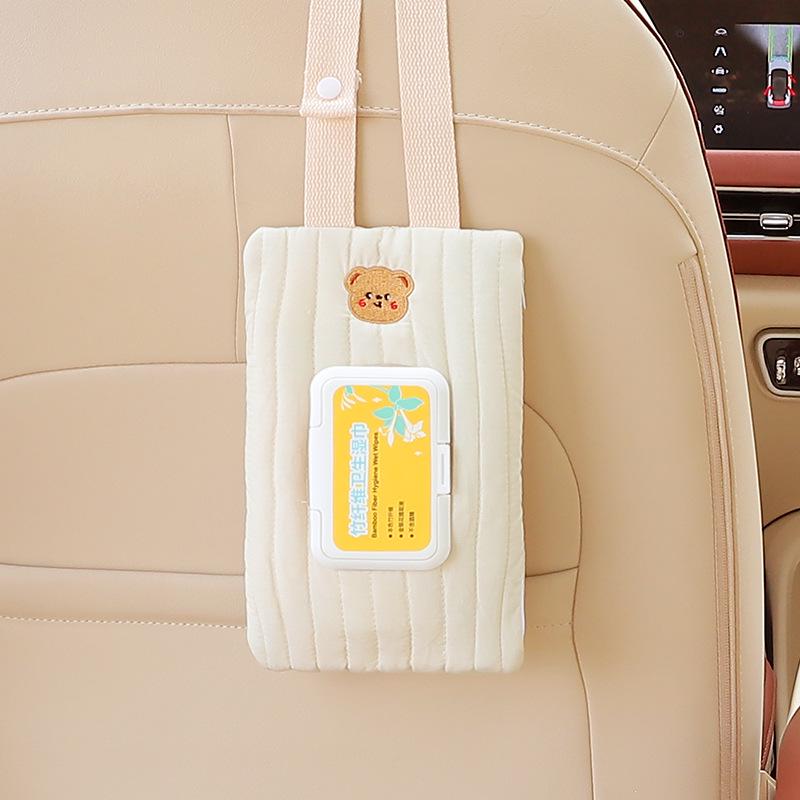 Car Cartoon Tissue & Wet Wipe Hanging Bag for Seats & Strollers