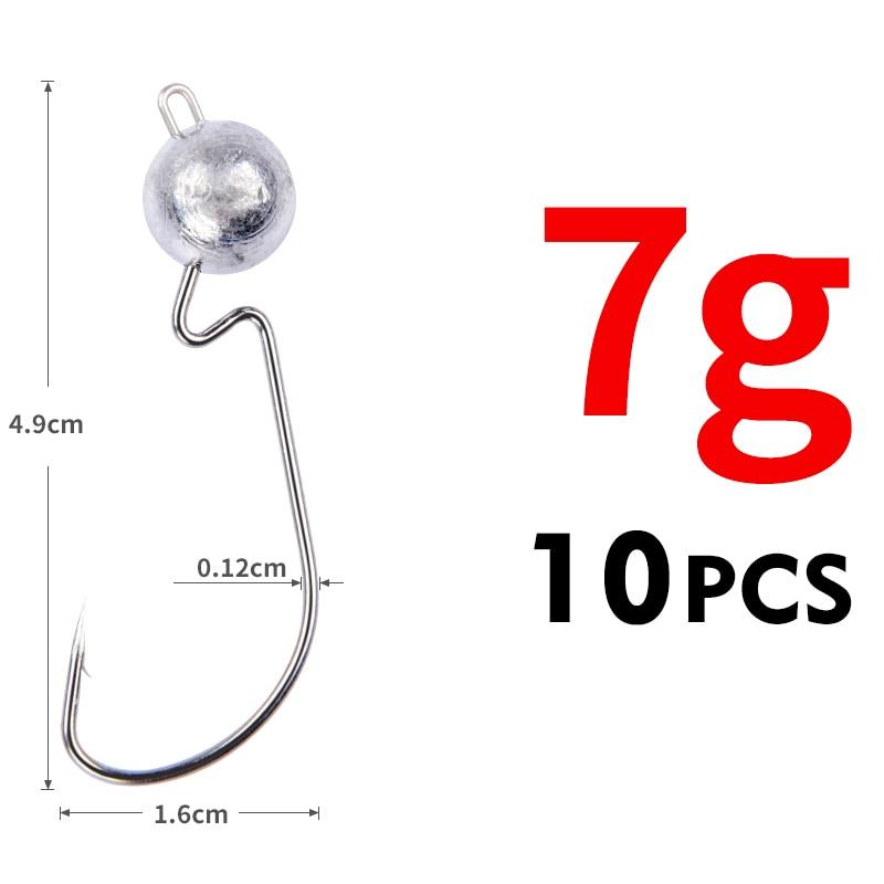 MEREDITH 10 teile/los Ausgesetzt Jig Kopf 3,5g 5g 7g 10g 14g Kopf Haken Jig Köder Angeln haken Jigging Angeln Zubehör