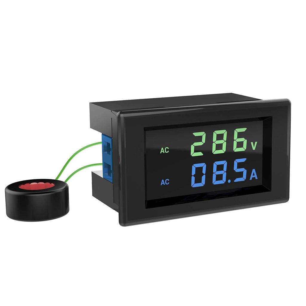 DROK Digital Multimeter with LCD AC Meter 100A Current Sensor Digital Voltage Amplifier Monitor Panel 2-in-1 Screen, Voltmeter/Ammeter, 80-300V
