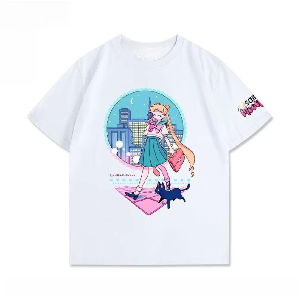 Streetwear Sailor Moon Anime Graphic T Shirts Mens Clothing Y2k Loose Casual Womens Short Sleeved Tee Tops Summer 2025 Unisex