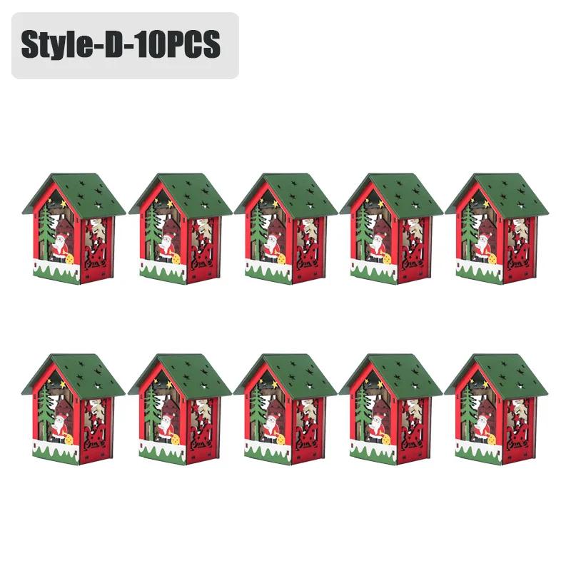 20PCS Christmas Decorations Creative DIY Assembled Cabin Painted Luminous House Christmas Tree Hanging Christmas Hut Ornaments