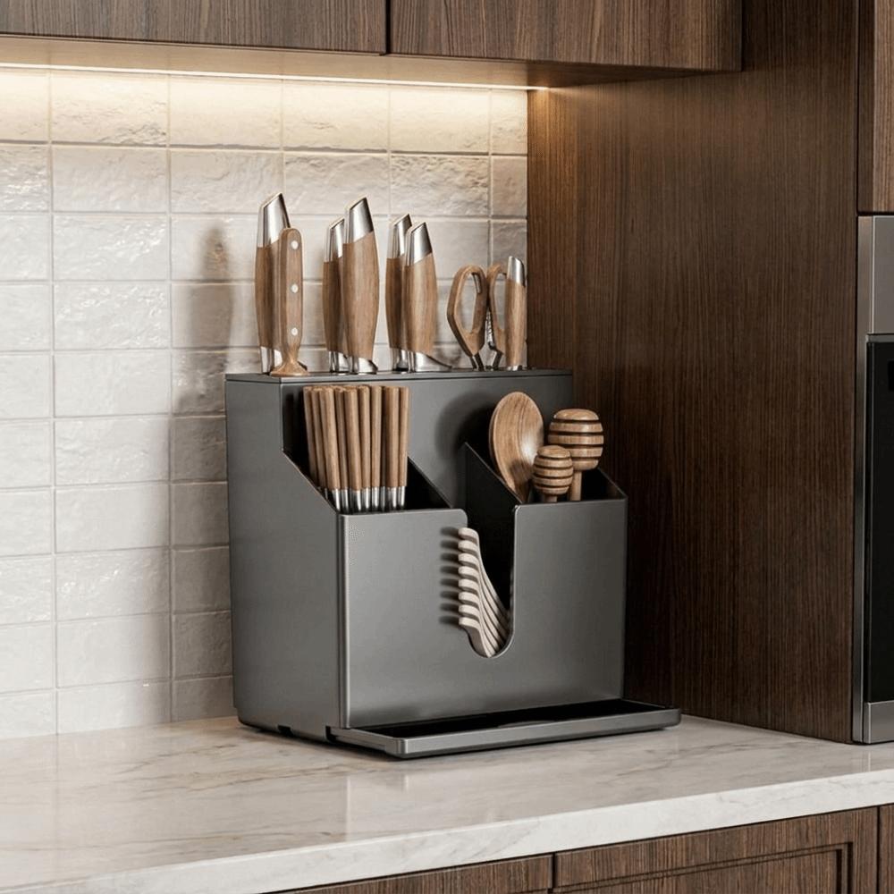 Wall Mounted Integrated Cutlery Holder No Drill Cutter Holder Tableware Organizer  for Storing