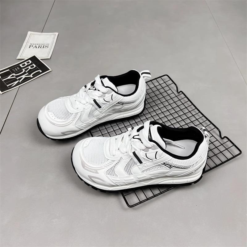 

European thick-soled transparent network dad shoes girl 2025 summer new versatile round head breathable leisure sports moral training shoes tide 35