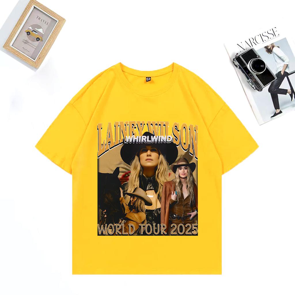 Lainey Wilson Whirlwind Tour 2025 Fashion T Shirt Unisex WOMEN Hip Hop streetwear vintage Oversized Cotton short sleeve Unisex Tees