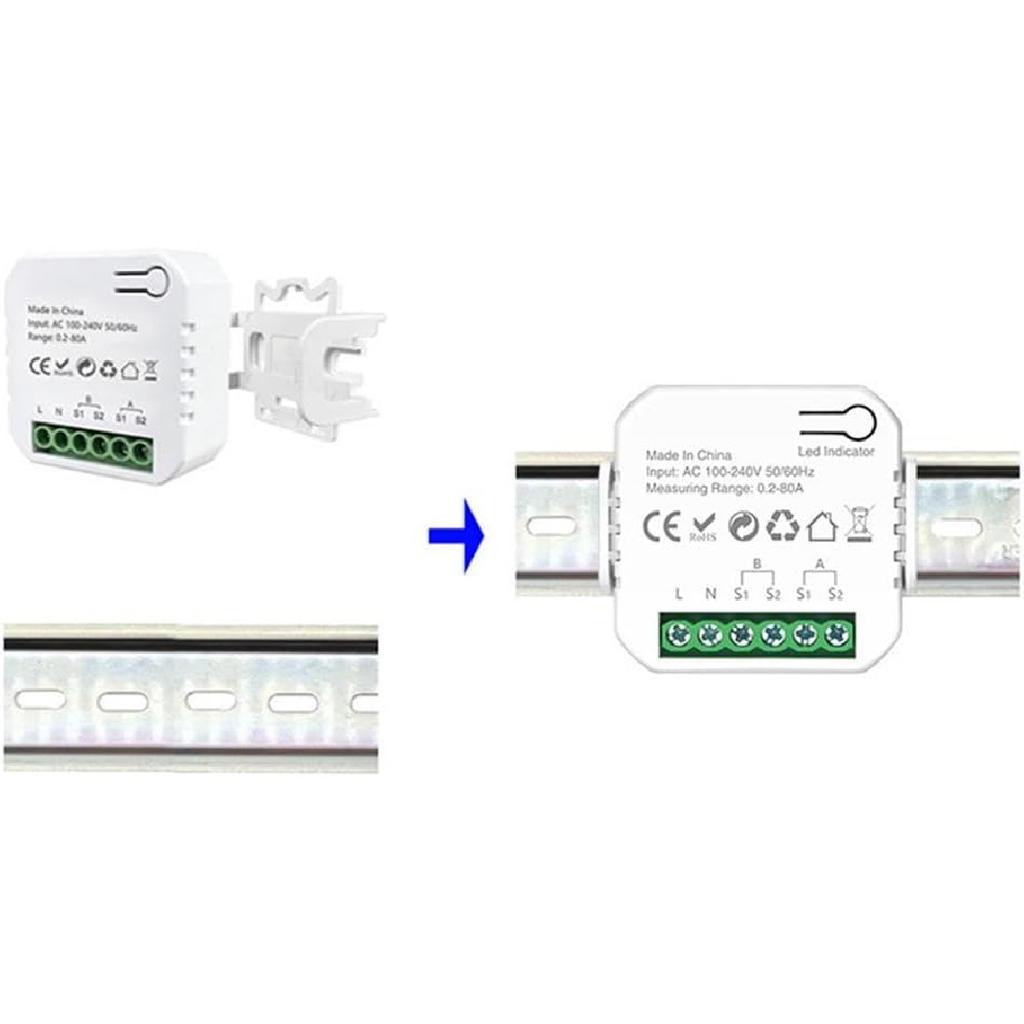 WiFi Smart Single/Dual Channel Energy Meter with Buzzer Alarm and App Alarm, Setable Threshold 1/2 Clamp 80A - Bidirectional, Smart Life App Control