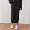 Women's casual commuter hip skirt European and American women's clothing solid color casual skirt woven medium and long sweater skirt