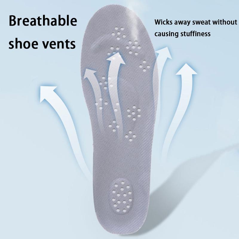 Breathable Highly Elastic Shock-absorbing Arch Support PU Latex Insoles - Memory Foam Soft Shoe Pads for Men Women Shoe Soles