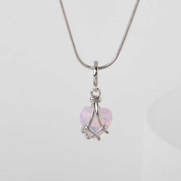 Colier Castelu de Diamante cu Cuarț Roz Colier cu Pandantiv Inimă din Piatră de Lună Pentru Femei Accesorii de Bijuterii la Modă Minunate Cadou Pentru Ea