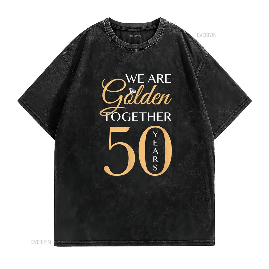 Romantic T Shirt For Couples 50th Wedding Anniversary vintage Washed fashion designer clothes Unisex Stretched Slightly homme