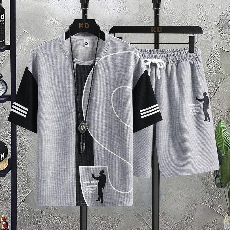 Men's Set Summer 3D Printed Tracksuits Short Sleeves T-Shirt + Shorts Suit Men Harajuku Streetwear Fashion Casual Outfit Set