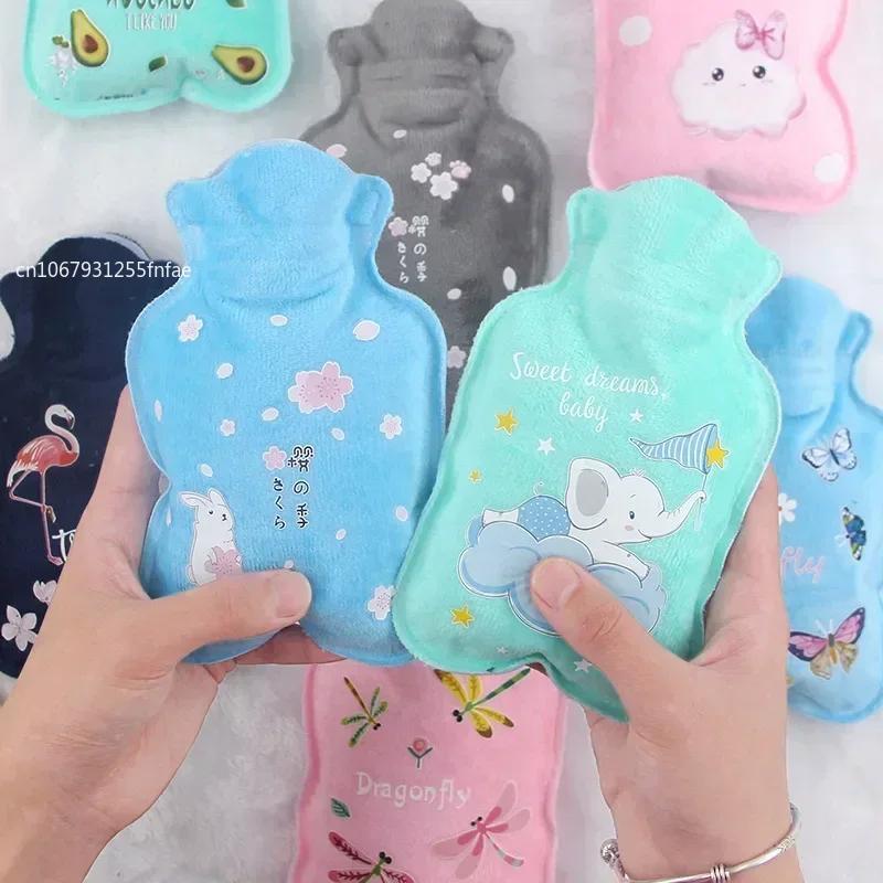 1pc Tummy Warmers Hot Water Bottle Rubber Bag Cute Cartoon Warm Relaxing Safe Heat Cold Large Plush Cloth Hot Water Bag