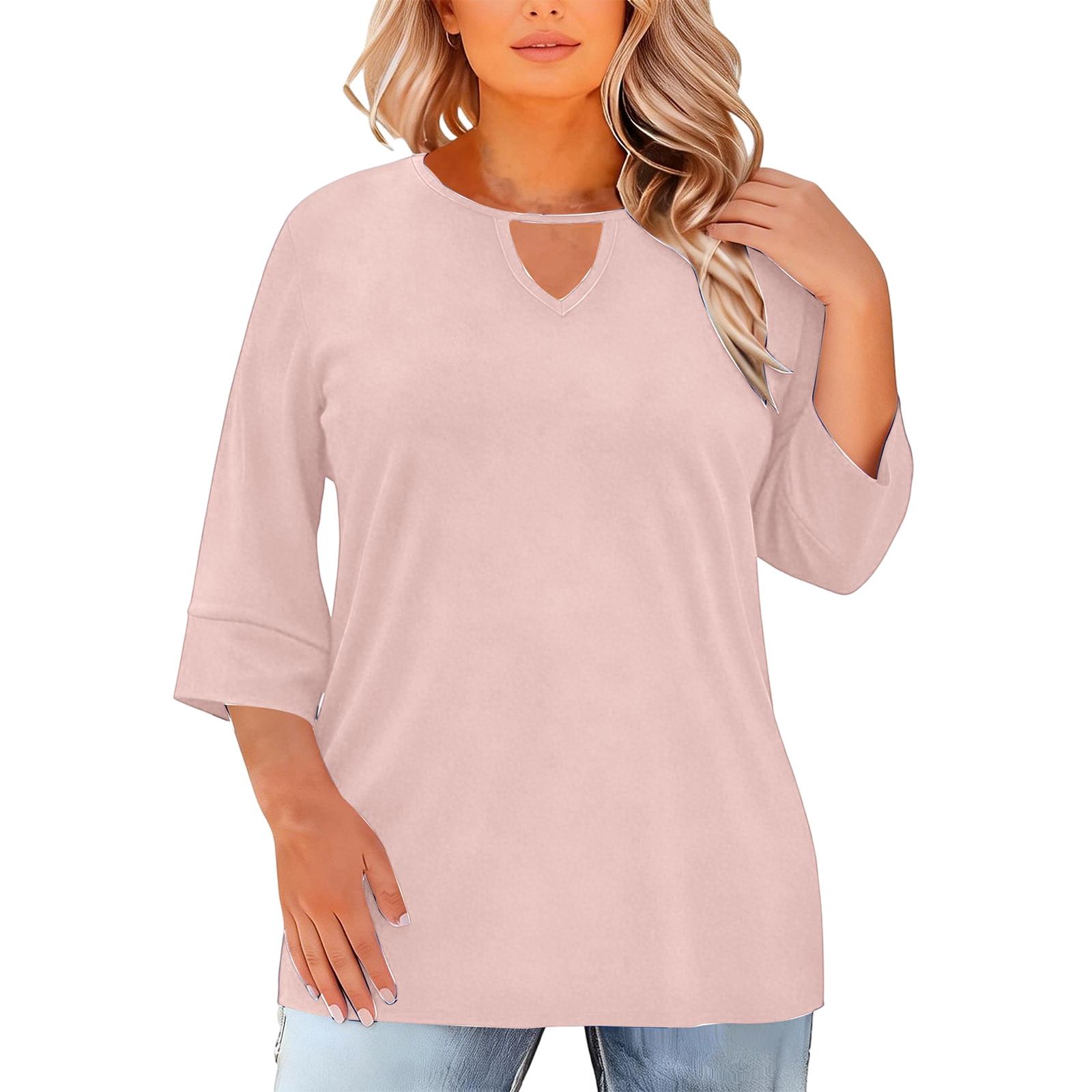 

Women s Fashionable Short Sleeve Elegant Commuting And Casual Top XXXXXL рожевий