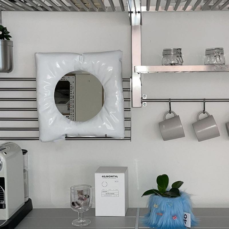 Neuer INS-Stil Kissen Spiegel Kreativer Quadratischer Wandmontierter Badezimmerspiegel Schminkspiegel Wandbehang Haus Schlafzimmer Wanddekor