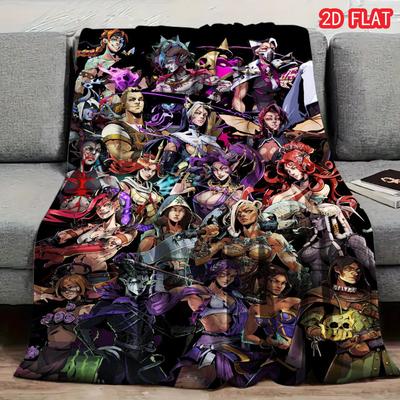 Dark Fantasy Game Characters Print Flannel Blanket, Soft Cozy Throw for Gamers