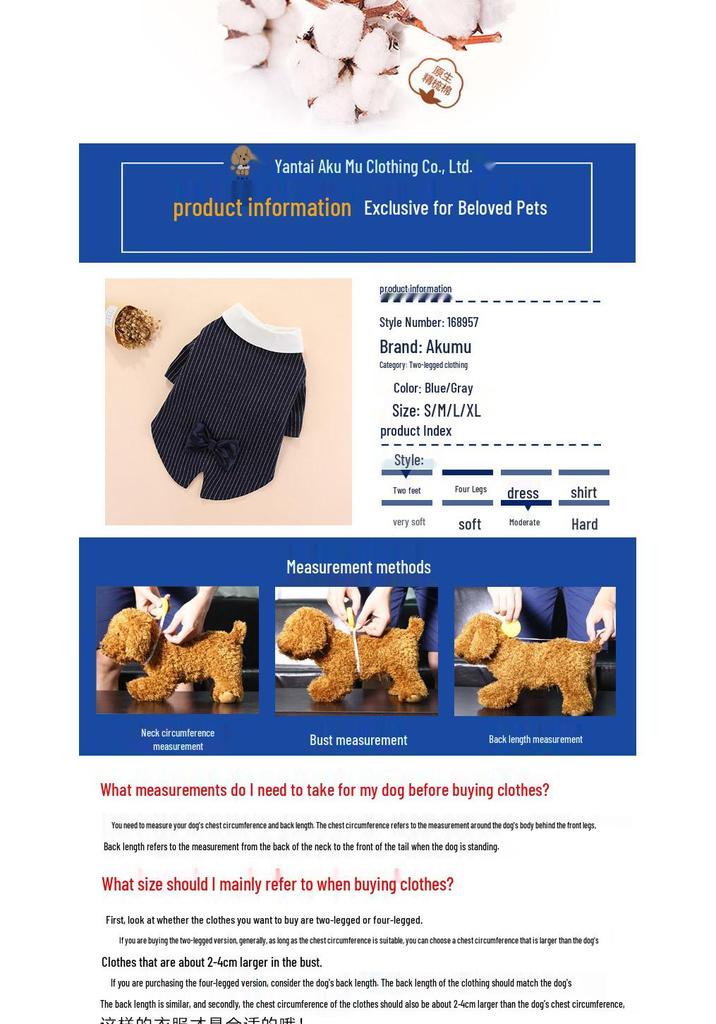 Formal Pet Suit for Small & Medium Dogs: Spring/Autumn Wear for Teddy, Bichon, Kittens